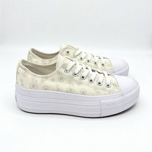 Converse Cream Floral Platform Sneakers